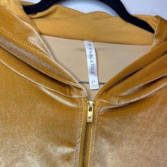 Fabletics Gold Crushed Velvet Velour Orange Full Zip Plus Size Hoodie Size 3X - Picture 2 of 7